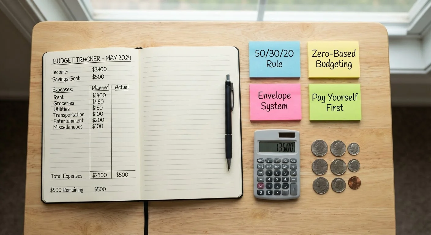 Four Popular Budgeting Frameworks: How the 50/30/20, Zero-Based, Pay Yourself First, and Envelope Methods Compare