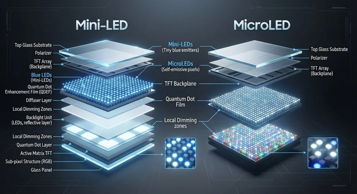 Mini-LED vs. MicroLED: Two Technologies That Sound Similar but Work Differently